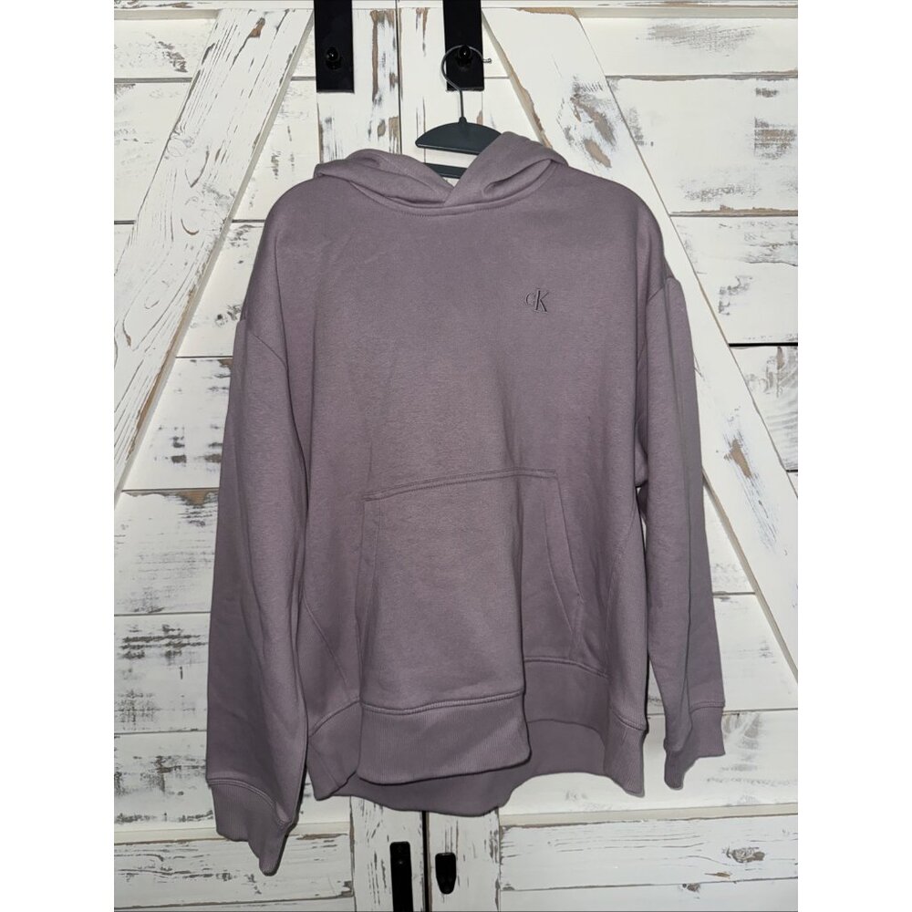 Calvin Klein Men's Front Logo Terry Hoodie, Long Sleeve, Light Purple XS NEW